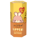 Posture Pal Hipper product box shows pink Rabbit Posture Pal Hipper product on yellow and orange box. Text reads "Posture Pal, Funbarus, Hippers Decorative Mini Figures" with desk supply images on either side of main image. A red heart contains yellow text which reads "Attach me!"